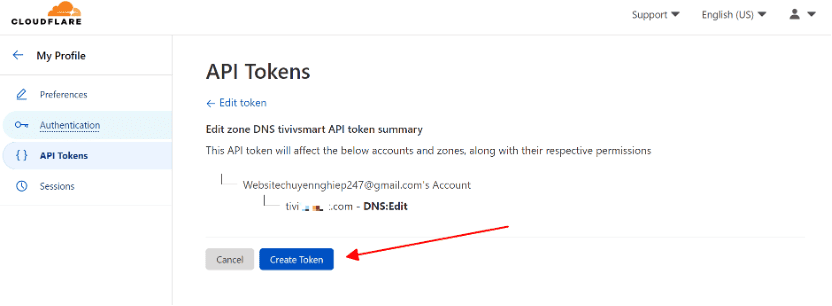Create Tokens Cloudflare