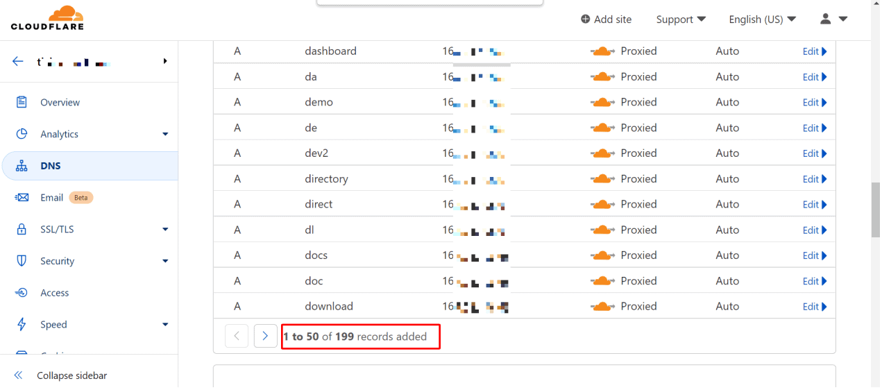 Cloudflare tạo ra hàng loạt bản ghi DNS khi thêm mới domain 